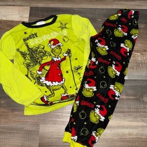 Merry Grinchmas Kids Pajama Set - Lime Green and Black